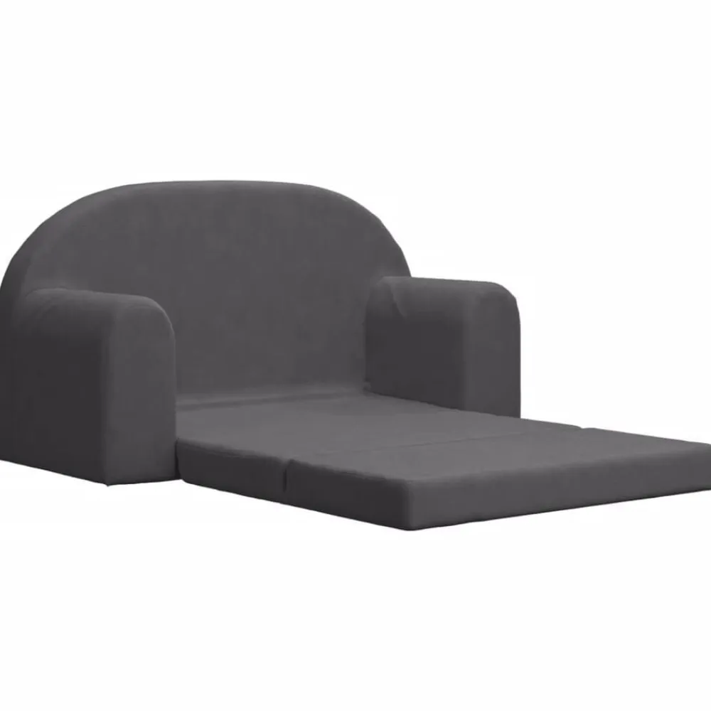 Niños vidaXL Mobiliario Para Bebés Y Niños Pequeños-Sofá cama de niños 2 plazas felpa suave gris