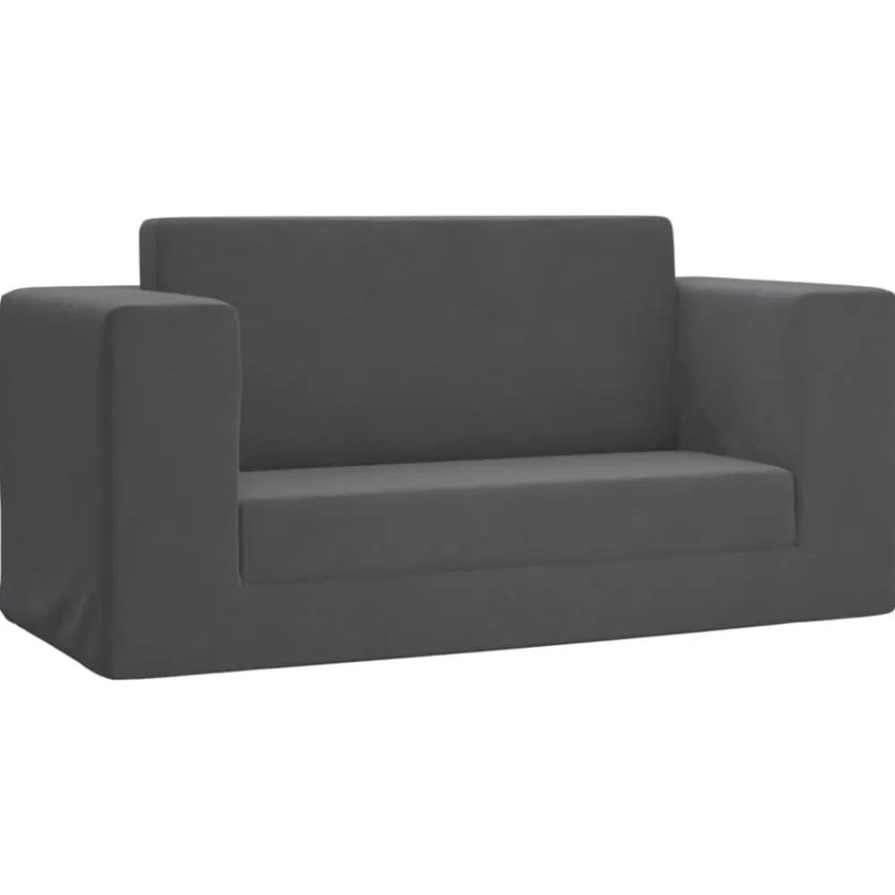 vidaXL Sofá cama de niños 2 plazas felpa suave gris Antracita Hot