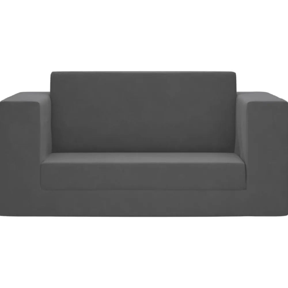 vidaXL Sofá cama de niños 2 plazas felpa suave gris Antracita Hot
