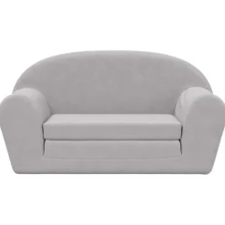 vidaXL Sofá cama de niños 2 plazas felpa suave Gris claro Best
