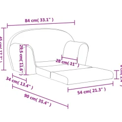 vidaXL Sofá cama de niños 2 plazas felpa suave Gris claro Best
