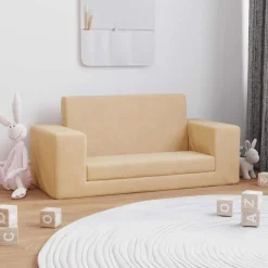 Niños vidaXL Mobiliario Para Bebés Y Niños Pequeños-Sofá cama de niños 2 plazas felpa suave
