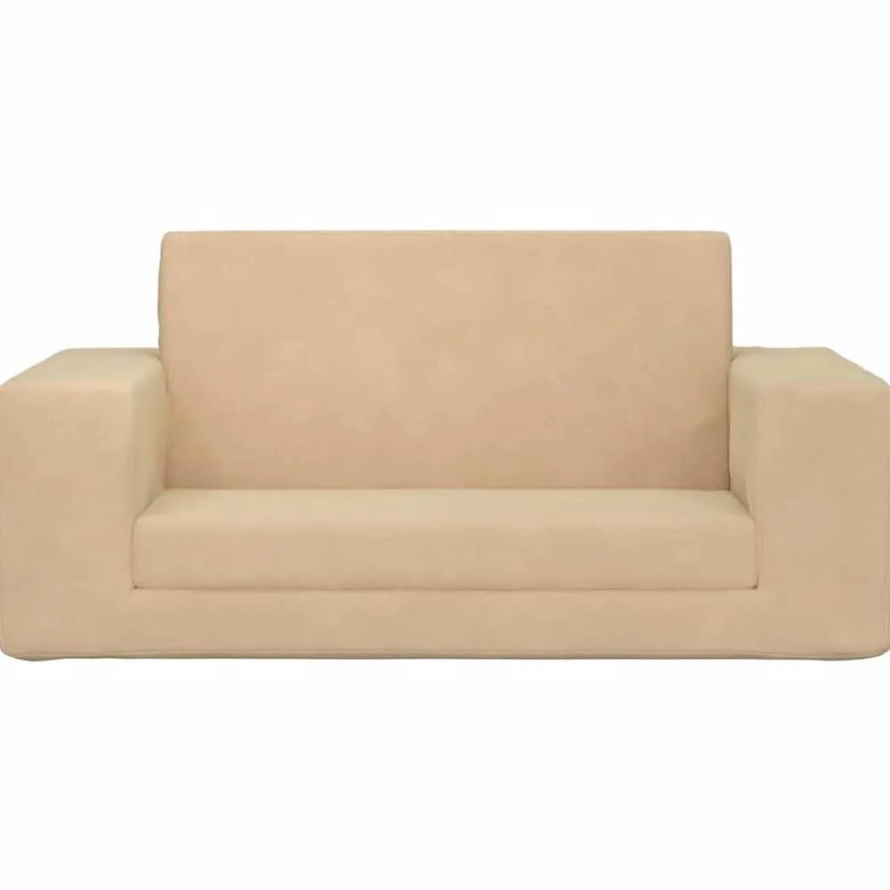 Niños vidaXL Mobiliario Para Bebés Y Niños Pequeños-Sofá cama de niños 2 plazas felpa suave