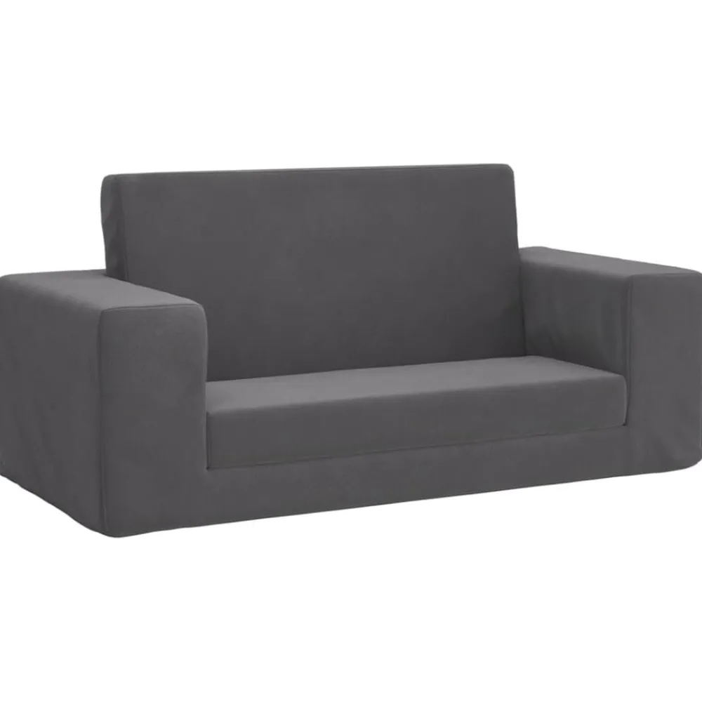 vidaXL Sofá cama de niños 2 plazas felpa suave gris Antracita Outlet