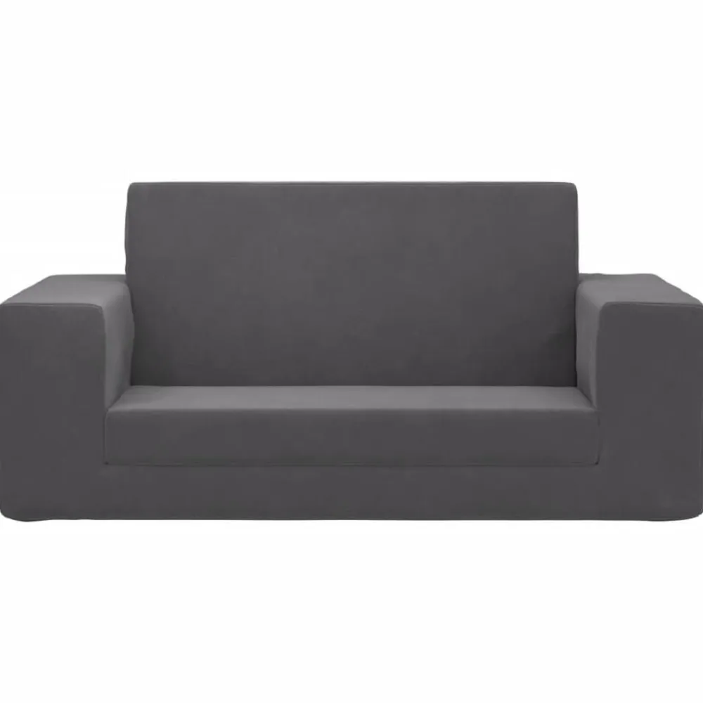 vidaXL Sofá cama de niños 2 plazas felpa suave gris Antracita Outlet
