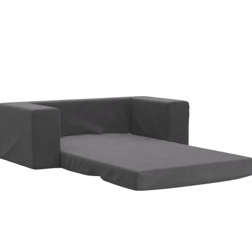vidaXL Sofá cama de niños 2 plazas felpa suave gris Antracita Outlet