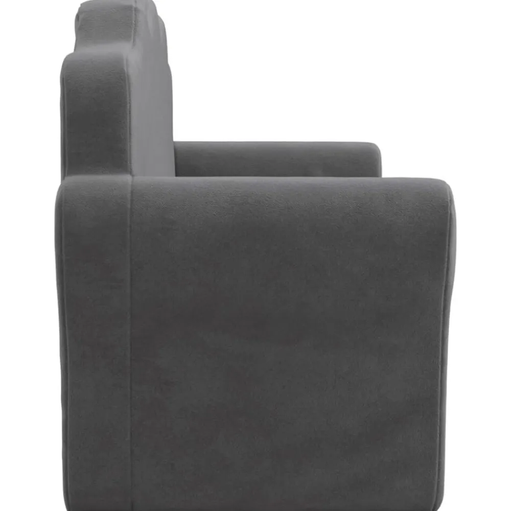 Niños vidaXL Mobiliario Para Bebés Y Niños Pequeños-Sofá cama de niños 2 plazas felpa suave gris