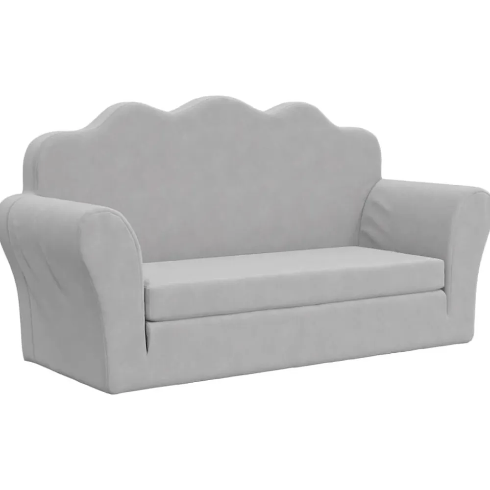Niños vidaXL Mobiliario Para Bebés Y Niños Pequeños-Sofá cama de niños 2 plazas felpa suave