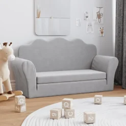 Niños vidaXL Mobiliario Para Bebés Y Niños Pequeños-Sofá cama de niños 2 plazas felpa suave