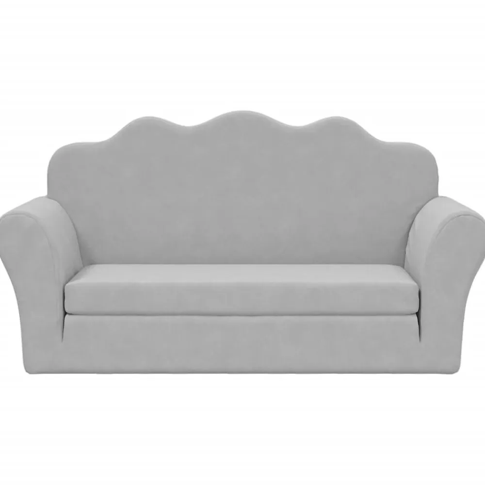 Niños vidaXL Mobiliario Para Bebés Y Niños Pequeños-Sofá cama de niños 2 plazas felpa suave