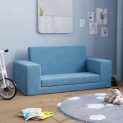Niños vidaXL Mobiliario Para Bebés Y Niños Pequeños-Sofá cama de niños 2 plazas felpa suave
