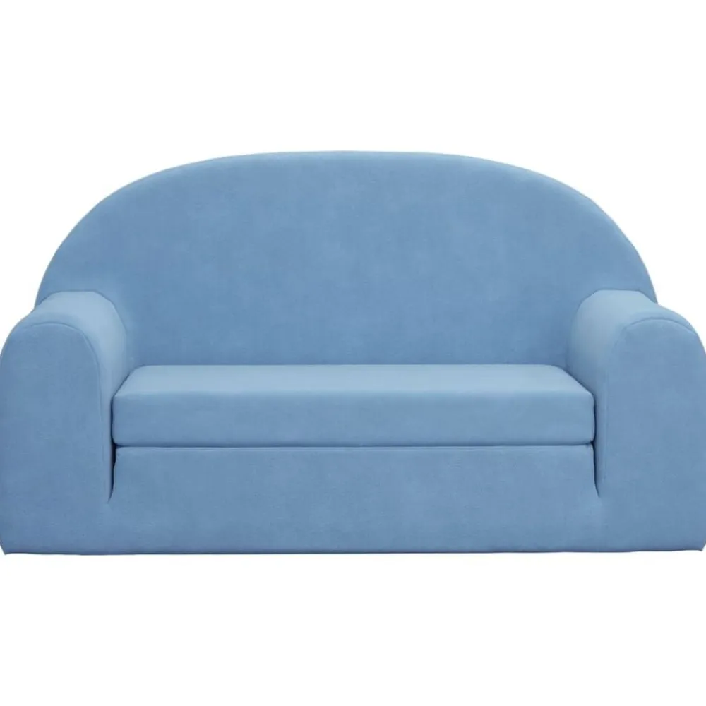vidaXL Sofá cama de niños 2 plazas felpa suave Azul Best