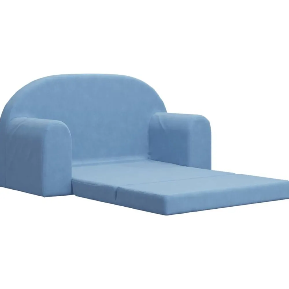 vidaXL Sofá cama de niños 2 plazas felpa suave Azul Best
