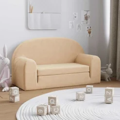 Niños vidaXL Mobiliario Para Bebés Y Niños Pequeños-Sofá cama de niños 2 plazas felpa suave