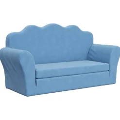 vidaXL Sofá cama de niños 2 plazas felpa suave Azul Best