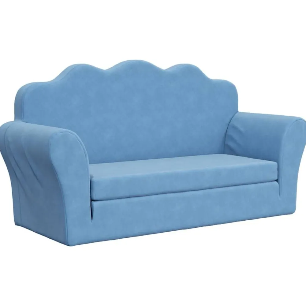 vidaXL Sofá cama de niños 2 plazas felpa suave Azul Best