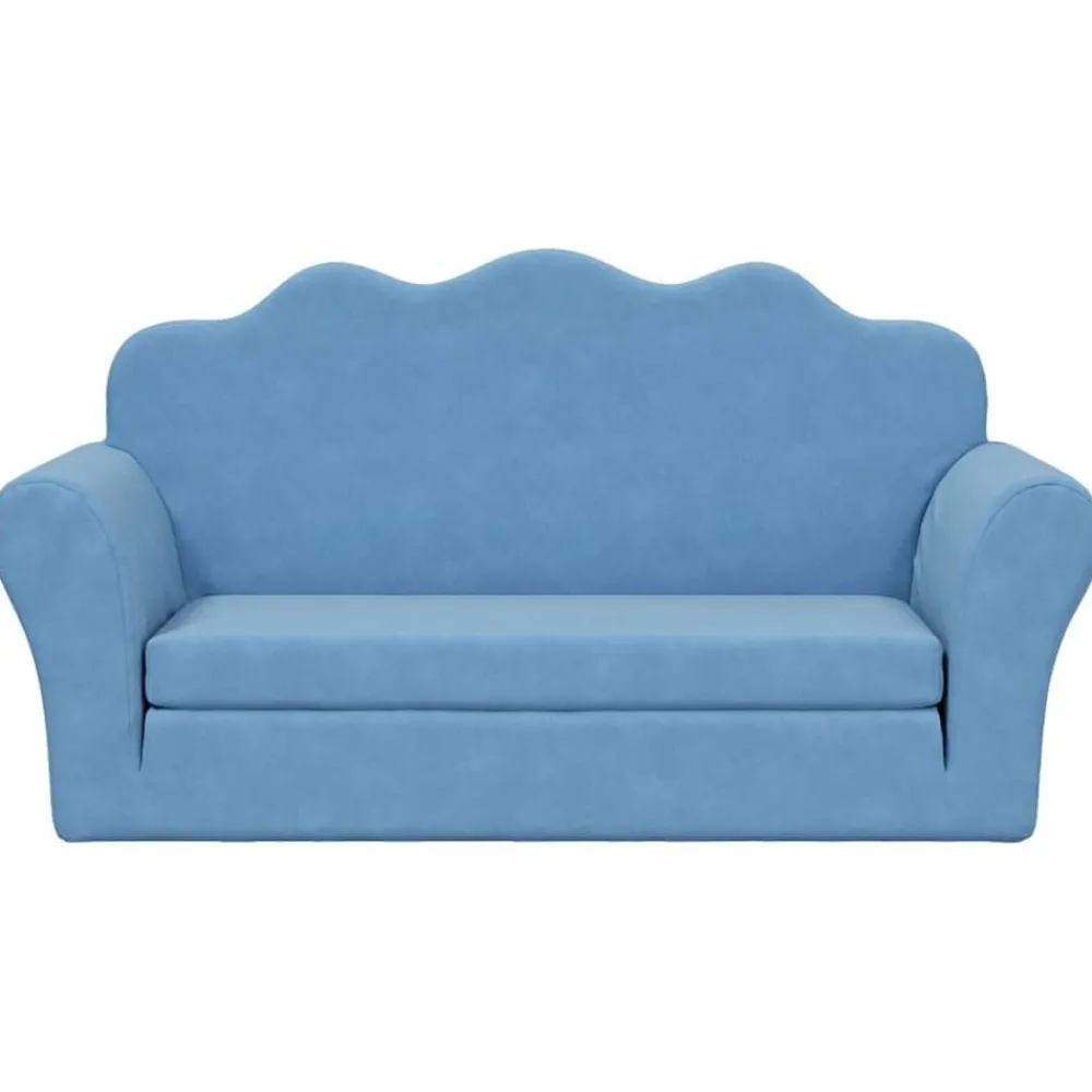 vidaXL Sofá cama de niños 2 plazas felpa suave Azul Best