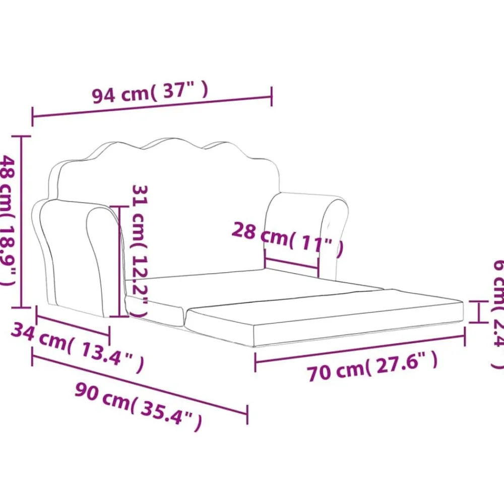 vidaXL Sofá cama de niños 2 plazas felpa suave Azul Best