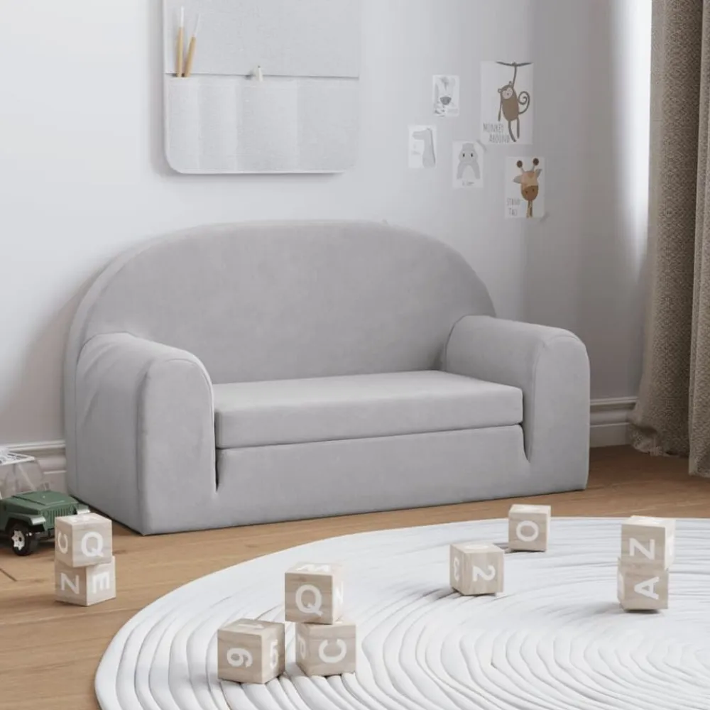 Niños vidaXL Mobiliario Para Bebés Y Niños Pequeños-Sofá cama de niños 2 plazas felpa suave