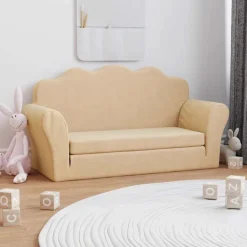 Niños vidaXL Mobiliario Para Bebés Y Niños Pequeños-Sofá cama de niños 2 plazas felpa suave