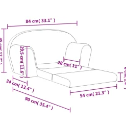 Niños vidaXL Mobiliario Para Bebés Y Niños Pequeños-Sofá cama de niños 2 plazas felpa suave