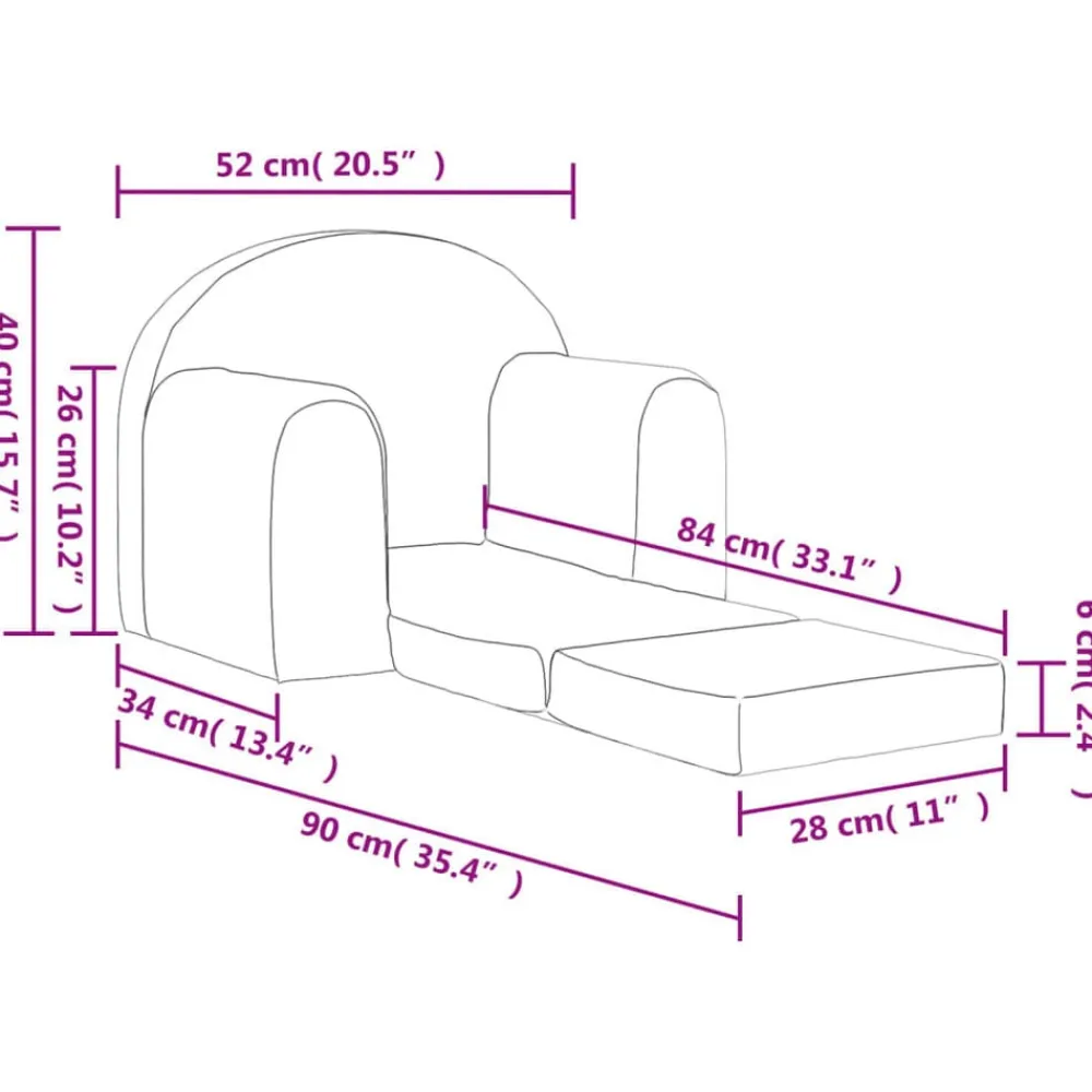Niños vidaXL Mobiliario Para Bebés Y Niños Pequeños-Sofá cama de niños felpa suave gris claro con estrellas