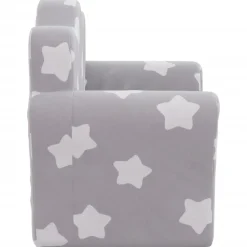 Niños vidaXL Mobiliario Para Bebés Y Niños Pequeños-Sofá cama de niños felpa suave gris claro con estrellas