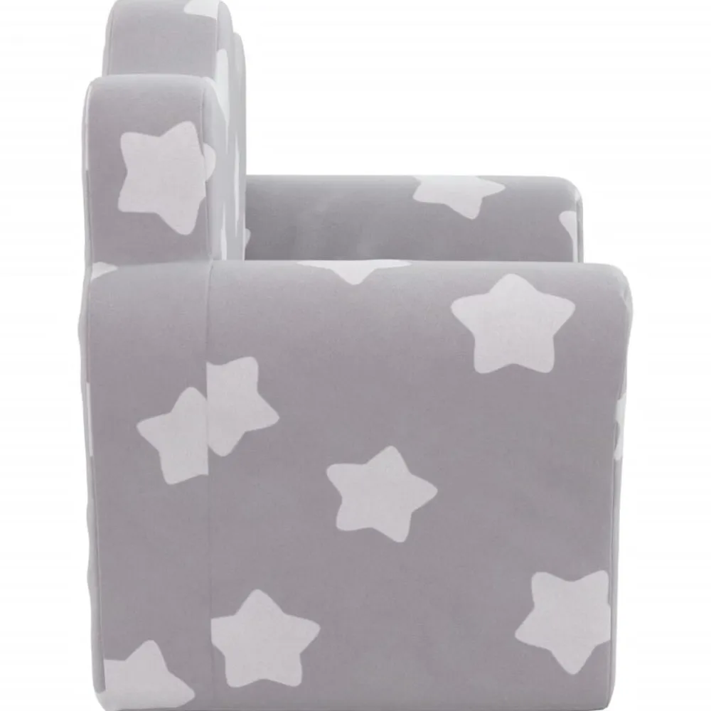 Niños vidaXL Mobiliario Para Bebés Y Niños Pequeños-Sofá cama de niños felpa suave gris claro con estrellas