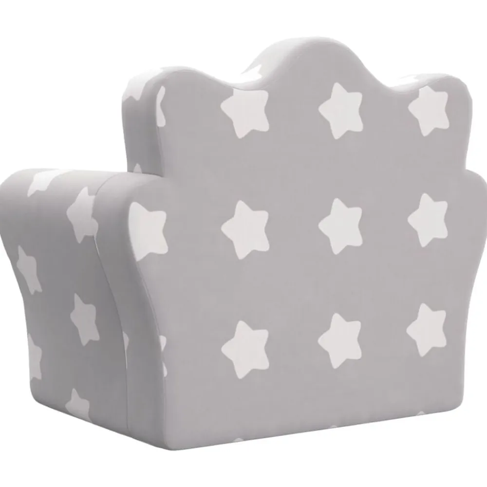 Niños vidaXL Mobiliario Para Bebés Y Niños Pequeños-Sofá cama de niños felpa suave gris claro con estrellas