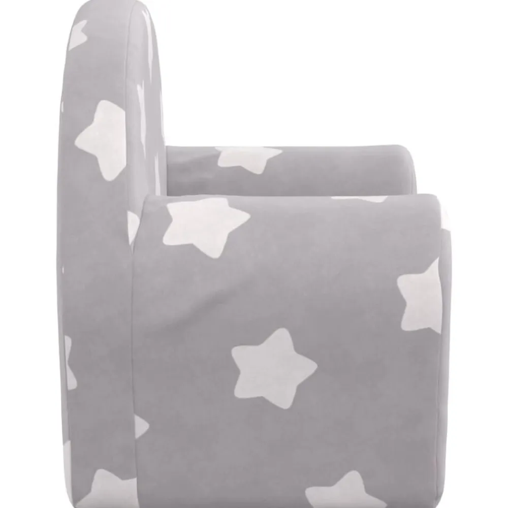 vidaXL Sofá cama de niños felpa suave gris claro con estrellas Gris claro y blanco Hot