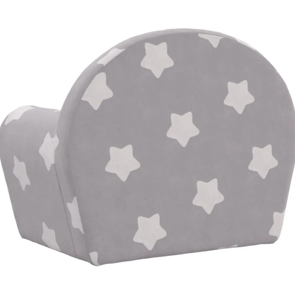 vidaXL Sofá cama de niños felpa suave gris claro con estrellas Gris claro y blanco Hot