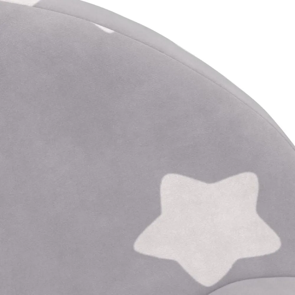 vidaXL Sofá cama de niños felpa suave gris claro con estrellas Gris claro y blanco Hot