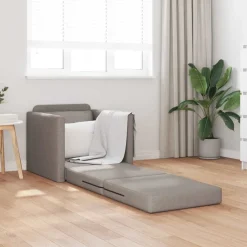 vidaXL Sofás-Sofá cama de suelo 2 en 1 tela gris Taupe 112x174x55 cm