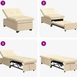 vidaXL Sofá cama desplegable 194 x 50 x 82 cm tela Crema Hot