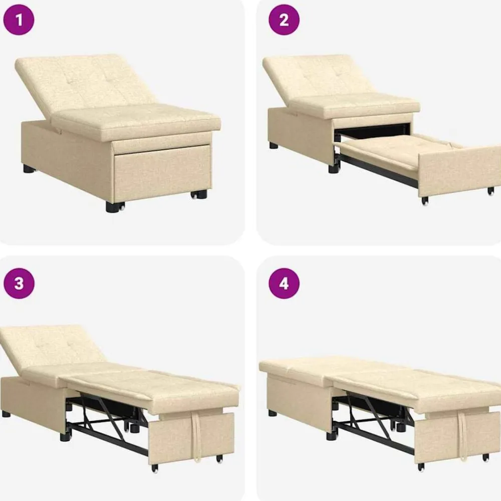 vidaXL Sofá cama desplegable 194 x 50 x 82 cm tela Crema Hot