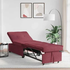 vidaXL Sofás-Sofá cama desplegable Rojo vino 194 x 50 x 82 cm tela