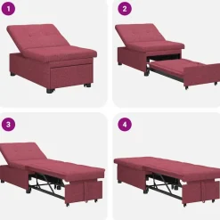 vidaXL Sofás-Sofá cama desplegable Rojo vino 194 x 50 x 82 cm tela