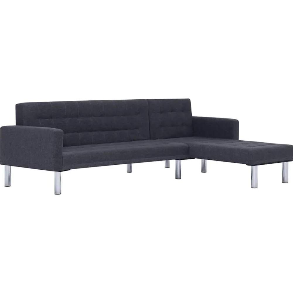 vidaXL Sofás-Sofá cama en forma de L oscuro Poliéster