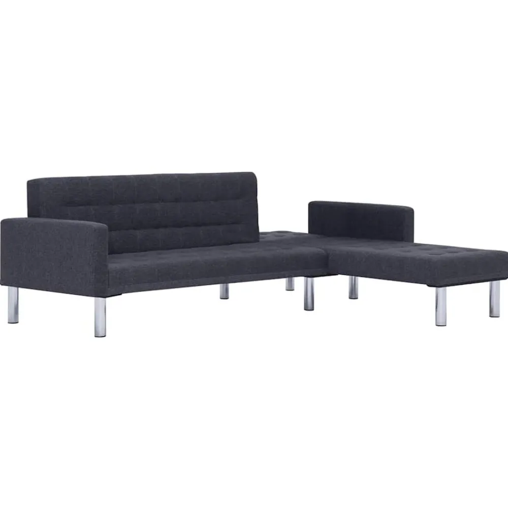 vidaXL Sofás-Sofá cama en forma de L oscuro Poliéster