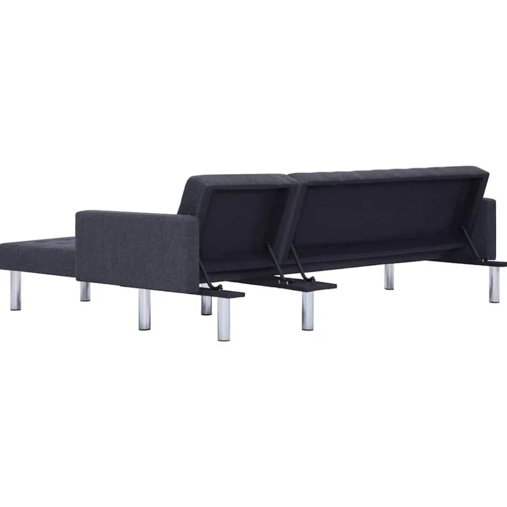 vidaXL Sofás-Sofá cama en forma de L oscuro Poliéster