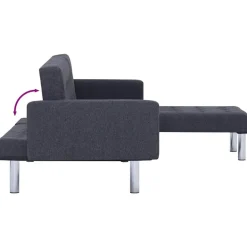 vidaXL Sofás-Sofá cama en forma de L oscuro Poliéster