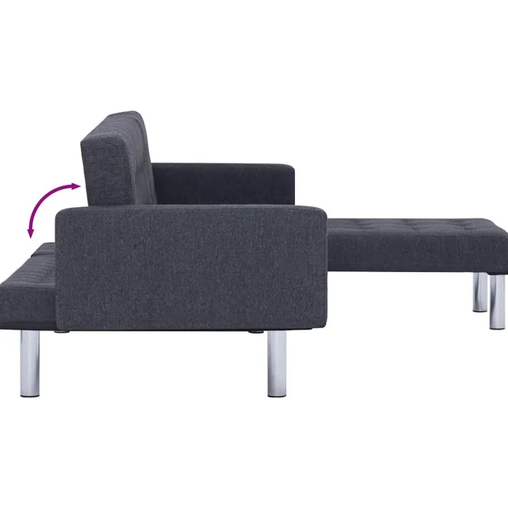 vidaXL Sofás-Sofá cama en forma de L oscuro Poliéster