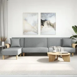 vidaXL Sofá cama en forma de L tela 279x140x70 cm Gris claro
