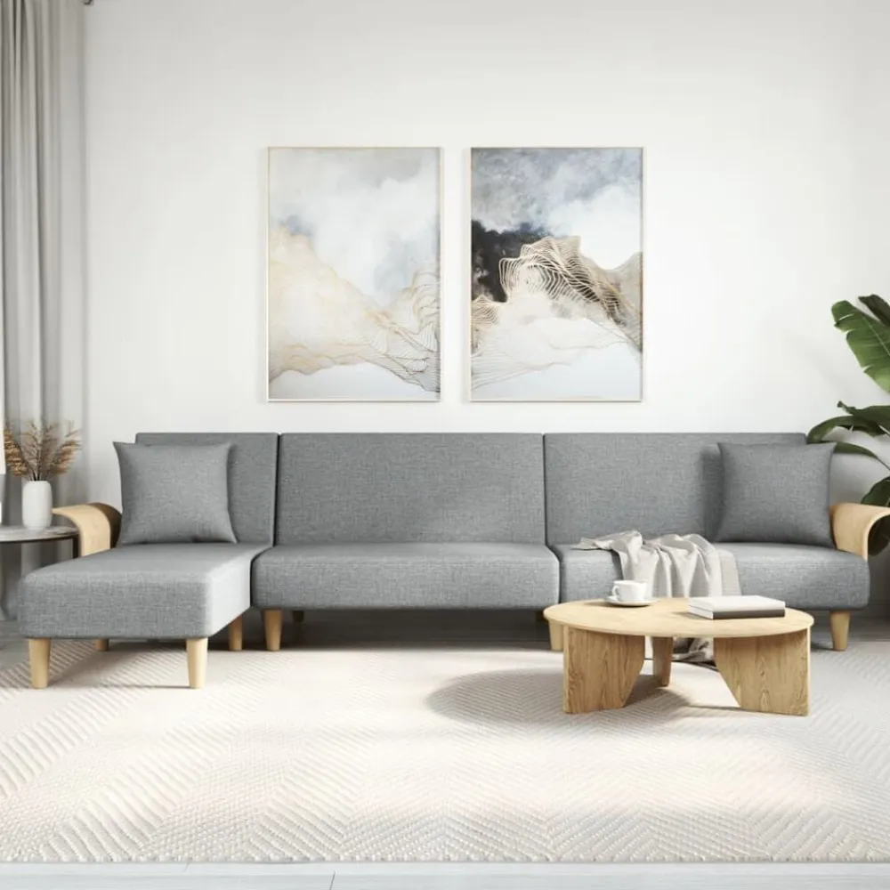 vidaXL Sofá cama en forma de L tela 279x140x70 cm Gris claro