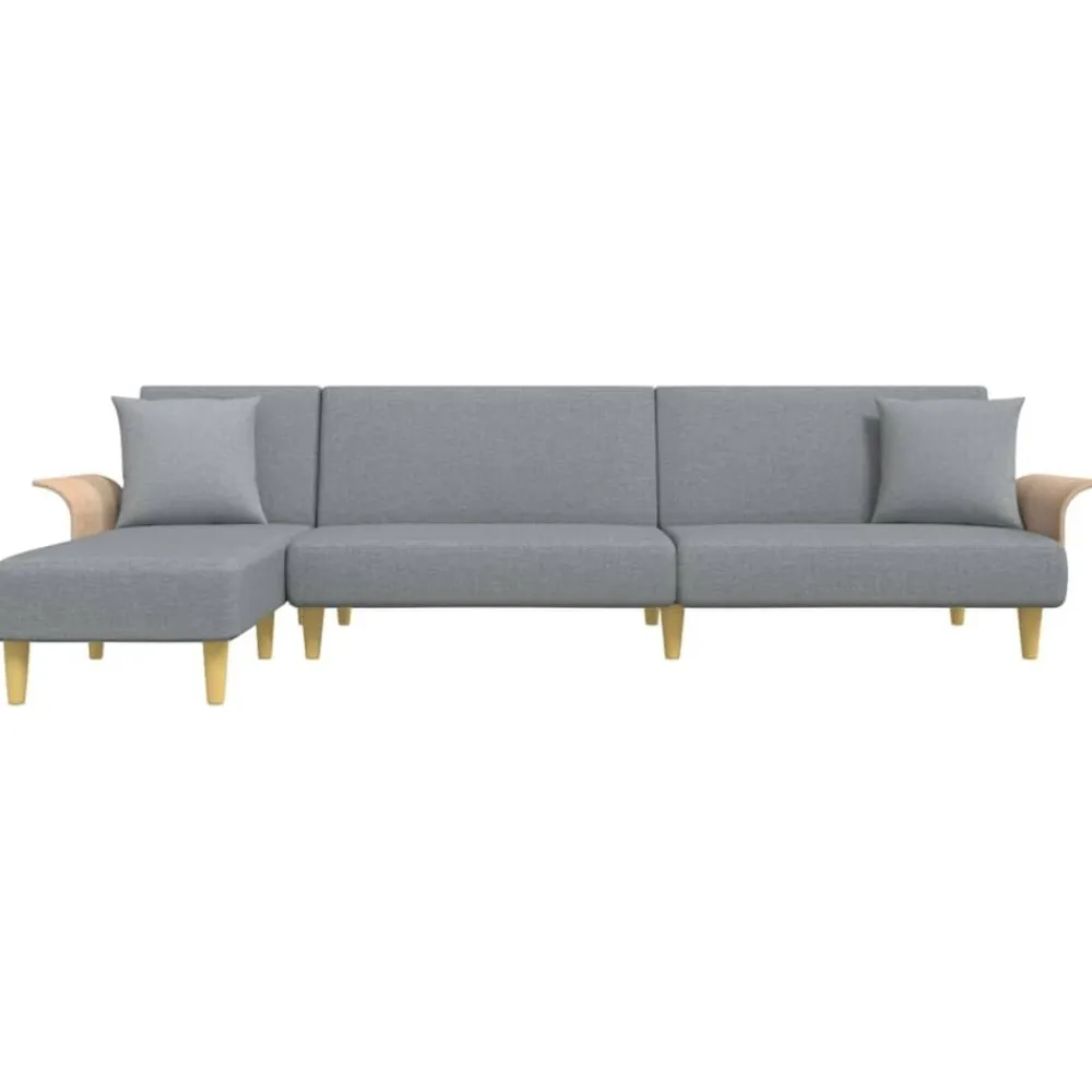 vidaXL Sofá cama en forma de L tela 279x140x70 cm Gris claro