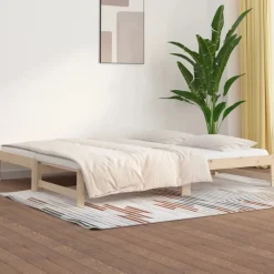 vidaXL Sofá cama extraíble madera maciza de pino 2x(90x200) cm Natural Best