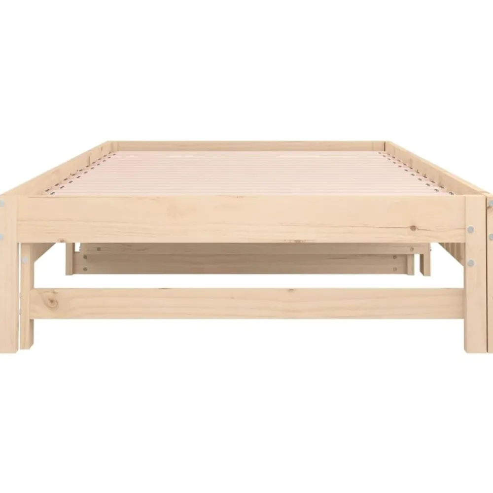 vidaXL Sofá cama extraíble madera maciza de pino 2x(90x200) cm Natural Best