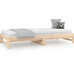 vidaXL Sofá cama extraíble madera maciza de pino 2x(90x200) cm Natural Best