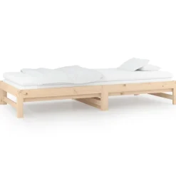 vidaXL Sofá cama extraíble madera maciza de pino 2x(90x200) cm Natural Best