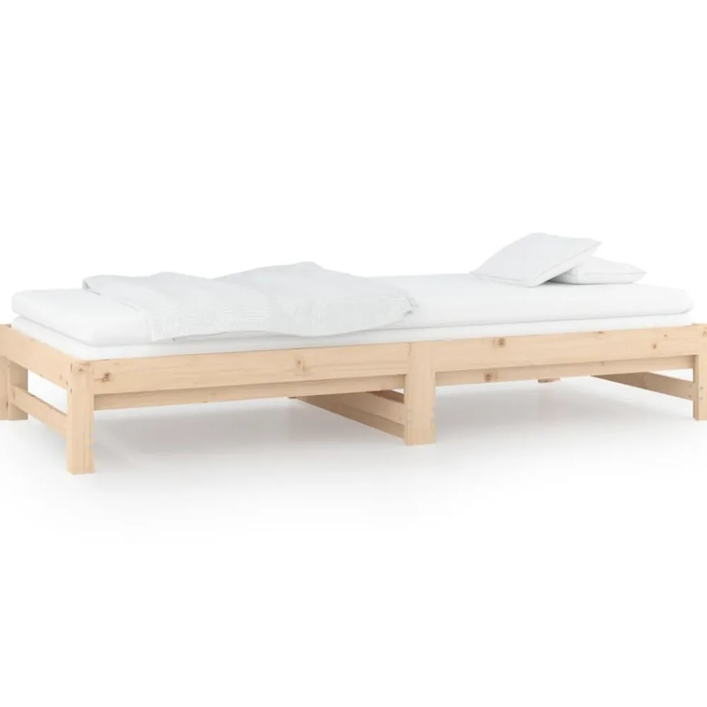 vidaXL Sofá cama extraíble madera maciza de pino 2x(90x200) cm Natural Best